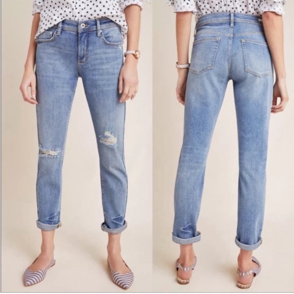 Anthropologie Pilcro High-Rise Twist-Seam Slim Boyfriend Jeans Light Wash 27 - Picture 6 of 16